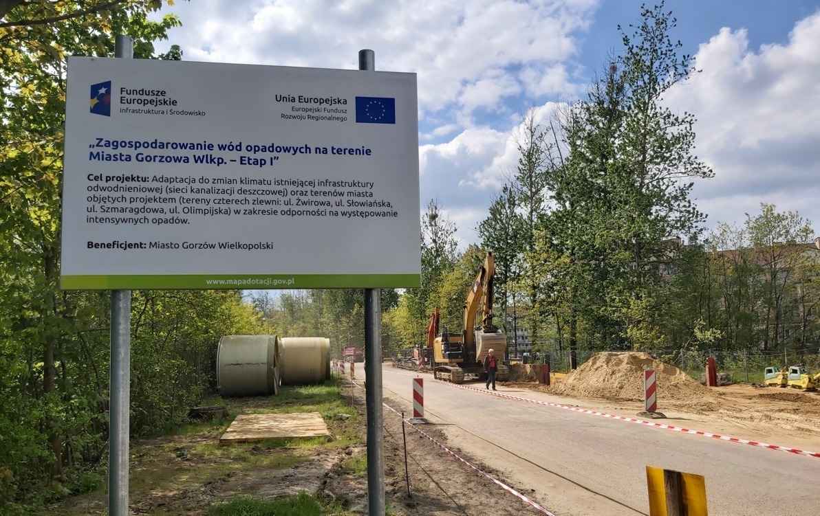 Zdjęcie do Trwa realizacja projektu: Zagospodarowanie w&oacute;d opadowych na terenie Miasta Gorzowa Wlkp. &ndash; Etap I