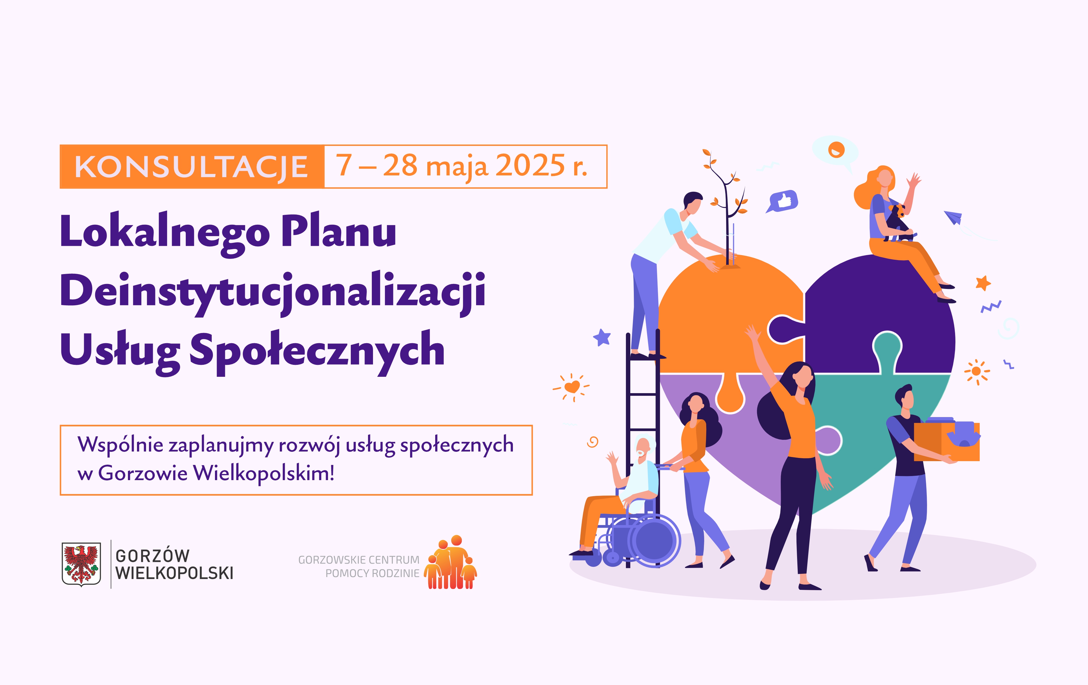 infografika z informacjami o konsultacjach rysunek serce otoczone ludźmi