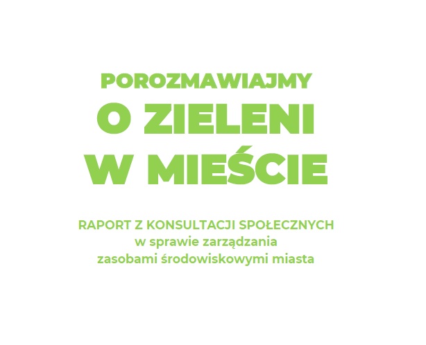 Zielony napis porozmawiajmy o zieleni w mieście 